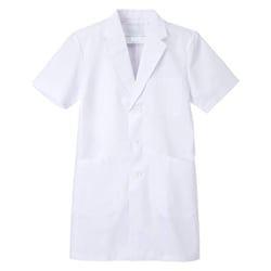 男子シングル半袖診察衣 S ホワイト KEX-5112