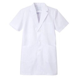 男子シングル半袖診察衣 L ホワイト KEX-5112
