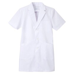 男子シングル半袖診察衣 BL ホワイト KEX-5112