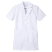 男子シングル半袖診察衣 BL ホワイト KEX-5112