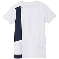 ジップアップスクラブ S ホワイト×ネイビー TB4503U-15