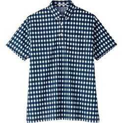 チェックプリントポロシャツ Mサイズ ネイビー FB4523U-8