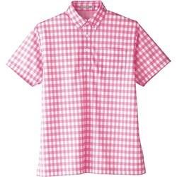 チェックプリントポロシャツ 4Lサイズ ピンク FB4523U-9