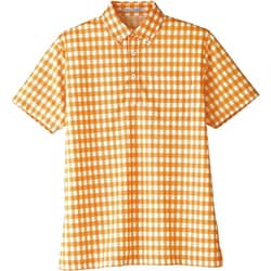 チェックプリントポロシャツ 4Lサイズ オレンジ FB4523U-13