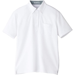 吸水速乾メンズポロシャツ(チェック) Mサイズ ホワイト FB5023M-15