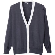 抗ピル配色カーディガン グレー×ホワイト Mサイズ D-1013