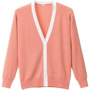 抗ピル配色カーディガン オレンジ×ホワイト Mサイズ D-1013