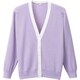 抗ピル配色カーディガン パープル×ホワイト LLサイズ D-1013