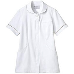 ナースジャケット（レディス・半袖） 6L 白×ラベンダー＆ピンク 73-2002