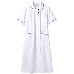 ナースジャケット（レディス・半袖） M 白×ネイビー 73-1968