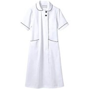 ナースジャケット（レディス・半袖） 8L 白×ネイビー 73-1968