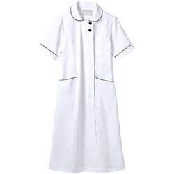 ナースジャケット（レディス・半袖） 9L 白×ネイビー 73-1968