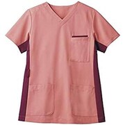 スクラブ（男女兼用・半袖） 3L コーラルレッド/ワイン 72-722