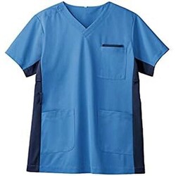 スクラブ（男女兼用・半袖） L コバルトブルー/ダークブルー 72-723