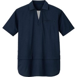 介護・看護用ロングポロシャツ 5L ナイトスカイネイビー HSP018-2