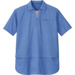 介護・看護用ロングポロシャツ 4L レイクブルー HSP018-6