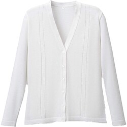 綿湿透かし絹カーディガン ホワイト Mサイズ D-1009