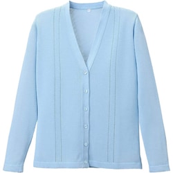 綿湿透かし絹カーディガン サックス Lサイズ D-1009