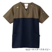 スクラブ M カーキ×ダークネイビー 7040SC-18