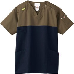 スクラブ L カーキ×ダークネイビー 7040SC-18