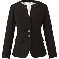 ノーカラージャケット（レディス用） 15号 ブラック EAJ513-10