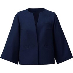 ノーカラージャケット（レディス用） 15号 ブラックネイビー NAJ025-2