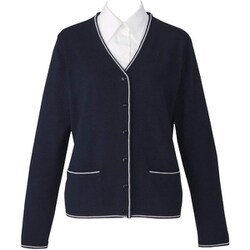 アクセントカーディガン（レディス用） LL ネイビーオフ EWG215-2