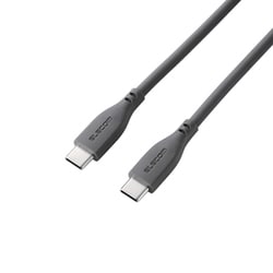 240W PD EPR USB Type-C ケーブル 2m やわらかシリコン eMarker 480Mbps グレー MPA-CCPESS20GY