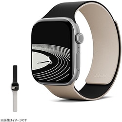 Apple Watch S10～11/42mm,S7～9/41mm,SE（1～3）/40mm,S4～6/40mm,S1～3/38mm シリコン マグネット式 アップルウォッチ バンド ブラック×ベージュ MD025-1-42-JTBKBHWT