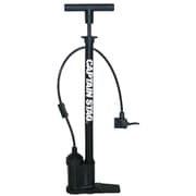 空気入れ フロアポンプ タンク付き 樹脂製 英・米・仏式バルブ対応 デュアル口金 アダプター付き 浮き輪・ボール SG規格 ブラック Y-3224