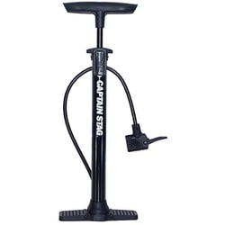 空気入れ フロアポンプ コンパクト空気入れ 鉄製 英・米・仏式バルブ対応 デュアル口金 アダプター付き 浮き輪・ボール SG規格 ブラック Y-3225