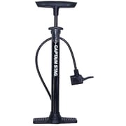 空気入れ フロアポンプ コンパクト空気入れ 鉄製 英・米・仏式バルブ対応 デュアル口金 アダプター付き 浮き輪・ボール SG規格 ブラック Y-3225