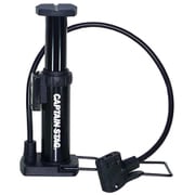 空気入れ フロアポンプ ちびフットポンプ3 鉄製 英・米・仏式バルブ対応 デュアル口金 アダプター付き 浮き輪・ボール SG規格 ブラック Y-3245