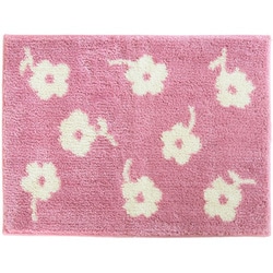 バスマット ふんわり フラワー 約縦45cm×横60cm ピンク