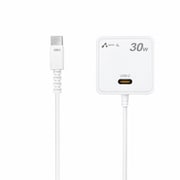 急速充電器 USB PD(パワーデリバリー)対応 30W USB-Cケーブル一体型 1.5m USB-C×1ポート付 折りたたみプラグ式 キューブ型 AKJ-PD30C WH