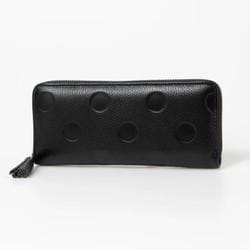 08-06-03912 perche ペルケ ドット型押 ジャバラ長カードウォレット 長財布 ブラック perche03912