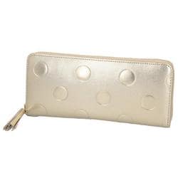 08-06-03912 perche ペルケ ドット型押 ジャバラ長カードウォレット 長財布 ゴールド perche03912