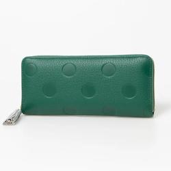 08-06-03912 perche ペルケ ドット型押 ジャバラ長カードウォレット 長財布 グリーン perche03912