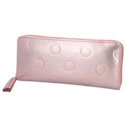 08-06-03912 perche ペルケ ドット型押 ジャバラ長カードウォレット 長財布 ピンク perche03912