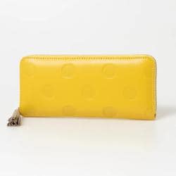 08-06-03912 perche ペルケ ドット型押 ジャバラ長カードウォレット 長財布 イエロー perche03912