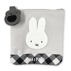 DBM-3121 Dick Bruna ミニフラットポーチ ダイアゴナルチェック ミッフィー / グレー