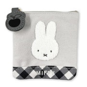 DBM-3121 Dick Bruna ミニフラットポーチ ダイアゴナルチェック ミッフィー / グレー