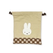 DBM-3126 Dick Bruna 巾着 ダイアゴナルチェック ミッフィー / ベージュ