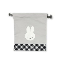 DBM-3127 Dick Bruna 巾着 ダイアゴナルチェック ミッフィー / グレー
