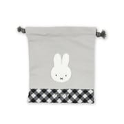 DBM-3127 Dick Bruna 巾着 ダイアゴナルチェック ミッフィー / グレー