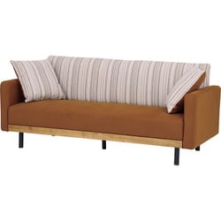 ソファ 2.5人掛け ラモーン キャメル（レザーファブリック）/ストライプ 358332