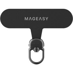 ストラップホルダー 360度回転 厚さ0.5mm 挟むだけ Rotating Strap Card ブラック ME_SPASRNY3R_BK