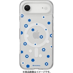 iPhone Air 対応 ケース クリア MagSafe対応 花柄 耐衝撃 花 Style M ブルー SE_IQACSPTTM_BL