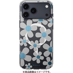 iPhone 17 Pro Max 対応 ケース クリア MagSafe対応 花柄 耐衝撃 花 Fleur M ブルーグレー SE_IQGCSPTFU_BG