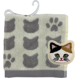 まるでネコ？！ ミニタオル 三毛猫